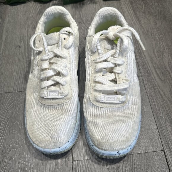 Nike Air Force 1 Crater Flyknit Womens Size 8 Shoes White Ice Blue Athletic - Picture 2 of 9